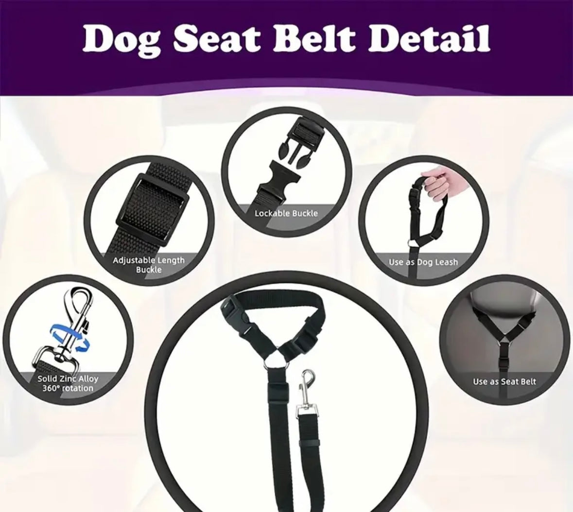 Multi-Function Dog Leash and Car Safety Seat Belt